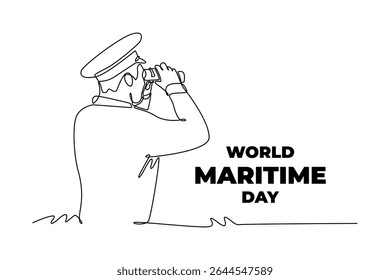 World maritime day concept. Single line draw design. Vector graphic illustration