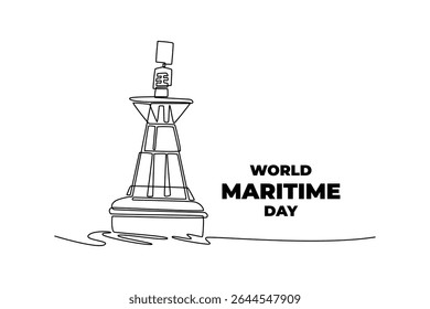World maritime day concept. Single line draw design. Vector graphic illustration