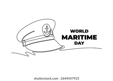 World maritime day concept. Single line draw design. Vector graphic illustration