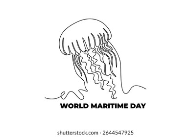 World maritime day concept. Single line draw design. Vector graphic illustration