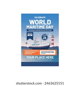 World maritime day Flyer poster template vector