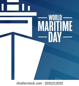 World Maritime Day. Holiday concept. Template for background, banner, card, poster with text inscription. Vector EPS10 illustration