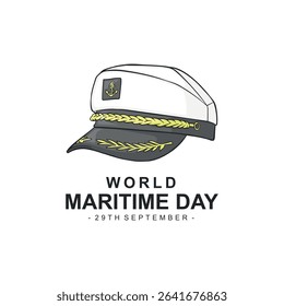 World Maritime Day Illustration Design with navy cap