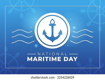 World Maritime Day Illustration with Sea and Ship for Web Banner or Landing Page in Flat Blue Nautical Celebration Cartoon Hand Drawn Templates