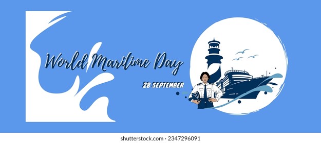 World Maritime Day with World map and Ship Wheel, Vector illustration isolated international maritime day icon.