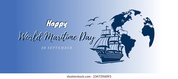 World Maritime Day with World map and Ship Wheel, Vector illustration isolated international maritime day icon.
