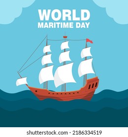 World Maritime Day modern flat vector design concept. Holidays around the world of maritime day. Vector illustration of Eps 10. 