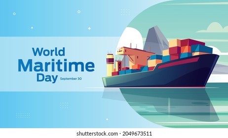 World Maritime Day am 30. September Business-Broschüre Flyer Banner Design horizontale Vorlage Vektorgrafik, Titelpräsentation abstrakt, moderne Publikation Poster und Flaggen-Banner.