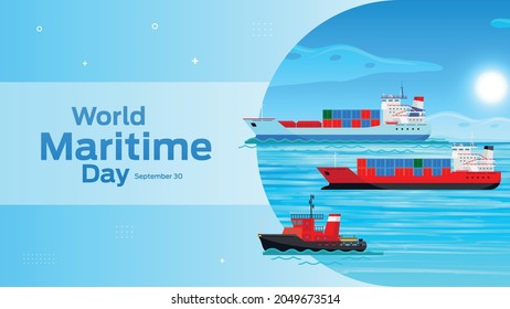 World Maritime Day on September 30 business brochure flyer banner design horizontal template vector, cover presentation abstract, modern publication poster and flag-banner.
