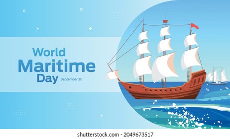 World Maritime Day on September 30 business brochure flyer banner design horizontal template vector, cover presentation abstract, modern publication poster and flag-banner.
