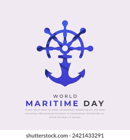 World Maritime Day Paper cut style Vector Design Illustration for Background, Poster, Banner, Advertising, Greeting Card