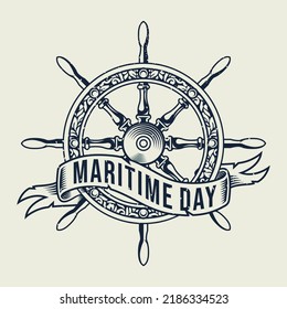 World Maritime Day retro vector design concept. Holidays around the world of maritime day. Vector illustration of Eps 10. 