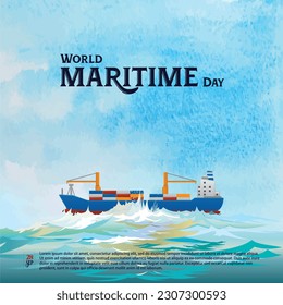 World Maritime Day vector illustration.