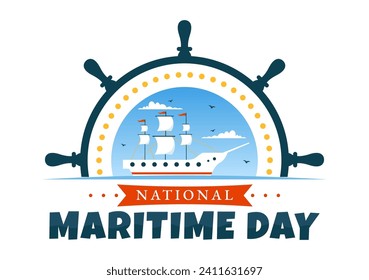 World Maritime Day Vector Illustration with Sea and Ship for Shipping Safety and Security and the Marine Environment in Nautical Celebration Design