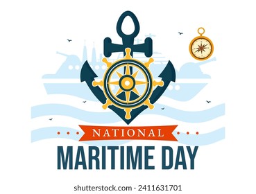 World Maritime Day Vector Illustration with Sea and Ship for Shipping Safety and Security and the Marine Environment in Nautical Celebration Design