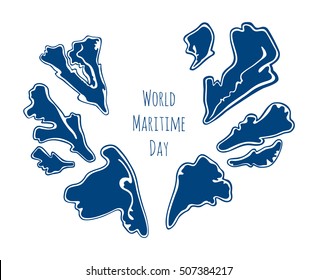 World Maritime Day vector.  Vector watercolor marine life isolated on white background.