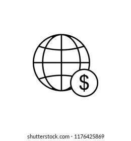 world market dollar icon. Element of finance for mobile concept and web apps icon. Thin line icon for website design and development, app development. Premium icon