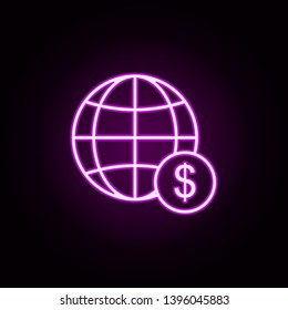 world market dollar neon icon. Elements of finance set. Simple icon for websites, web design, mobile app, info graphics