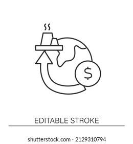  World Market Line Icon. Profitable Profits In The Global Financial System. Economic Prosperity. Economic Recovery Concept. Isolated Vector Illustration.Editable Stroke