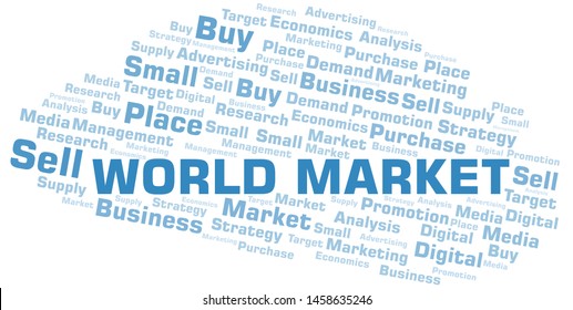 World Market word cloud. Vector made with text only