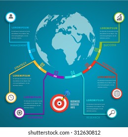 World marketing chart target .Template for infographic vector 4 options. Can be used for workflow layout, diagram, banner, web design. Abstract background.
