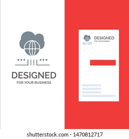 World, Marketing, Network, Cloud Grey Logo Design and Business Card Template. Vector Icon Template background