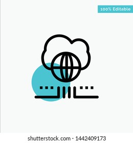 World, Marketing, Network, Cloud turquoise highlight circle point Vector icon