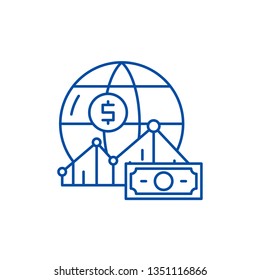 World markets line icon concept. World markets flat  vector symbol, sign, outline illustration.