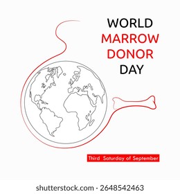 Pôster do Dia do Doador da Medula Mundial com a Terra, fita vermelha em forma de osso e texto