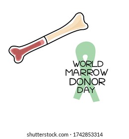 World Marrow Donor Day Vector Illustration, Bone Marrow Image, Color Ribbon And Thematic Inscription