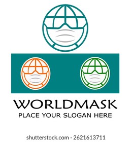 World mask logo template this design use medical vector image
