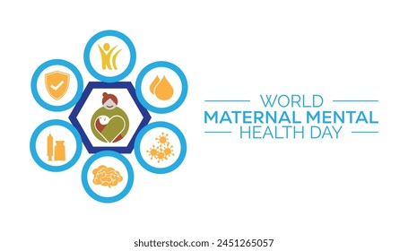 World Maternal Mental Health Day observed every year in May. Template for background, banner, card, poster with text inscription.