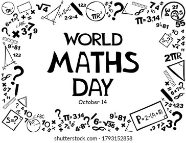 World Math Day. October 14. Vector illustration