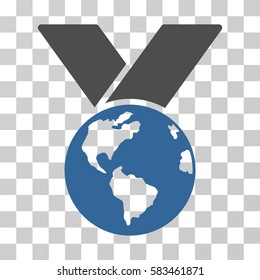 World Medal vector pictograph. Illustration style is flat iconic bicolor cobalt and gray symbol on a transparent background.