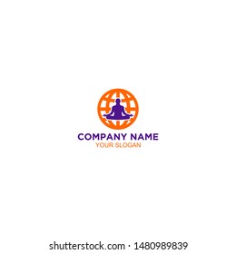 World Meditation Logo Design Vector