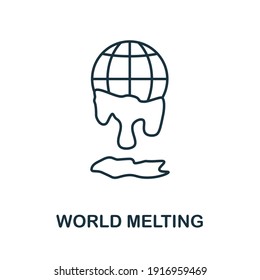 Weltschmelzsymbol. Einfaches Element aus der Kollektion zur Erderwärmung. Creative World Melting Icon für Webdesign, Vorlagen, Infografiken und mehr