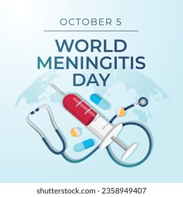 Plantilla de diseño del Día Mundial de la Meningitis para celebración. ilustración vectorial de la cinta de meningitis. diseño de cinta plana. diseño plano. vector eps 10.