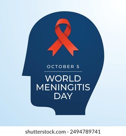 Plantilla de diseño de Vector del Día Mundial de la Meningitis buena para el uso de la celebración. Día Mundial de la Meningitis. Vector de cinta roja. diseño plano. eps 10.