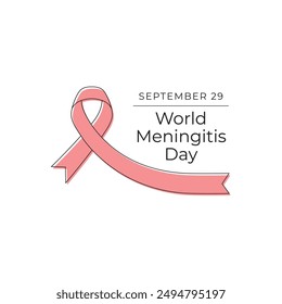 World Meningitis Day vector design template good for celebration usage. World Meningitis Day design. Red ribbon vector. Continuous line drawing. eps 10.