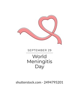 Plantilla de diseño de Vector del Día Mundial de la Meningitis buena para el uso de la celebración. Día Mundial de la Meningitis. Vector de cinta roja. Dibujo de línea continua. eps 10.