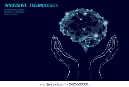 World Mental Health Awareness Week. Mood support drug therapy medical care. Balance depression correction. Psychology disorder brain polygon medicine science banner vector illustration