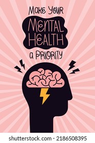 world mental health card with human profile