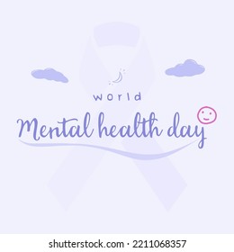 World Mental Health Day 10 October Poster Vector, Simple Text Effect