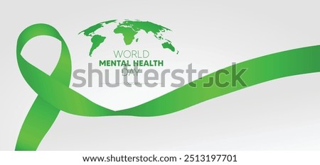 World Mental Health Day 10 October green ribbon vector poster