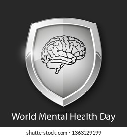 World Mental Health Day. Absolute protection guard shield brain concept. 