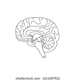 World Mental Health Day background. Brain. Line art doodle sketch. Black outline on white background. Picture can be used in greeting cards, posters, flyers, banners, logo etc. Vector illustration