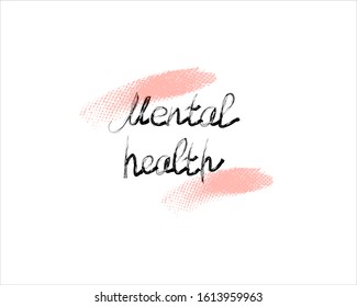 World Mental Health Day background. Letters. Line art doodle sketch. Black outline on white background. Picture can be used in greeting cards, posters, flyers, banners, logo etc. Vector illustration