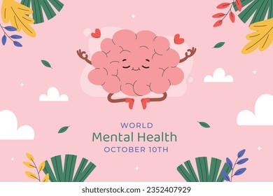 World Mental Health Day Background. Mental Health care concept. October 10. world mental health day awareness. Vector illustration. Poster, Banner, Flyer, Template. Social Media Post. Mental wellness.