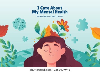 World Mental Health Day Background. Mental Health care concept. October 10. world mental health day awareness. Vector illustration. Poster, Banner, Flyer, Template. Social Media Post. Mental wellness.