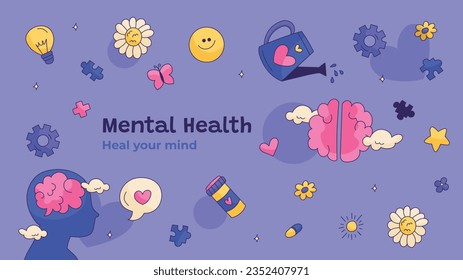 World Mental Health Day Background. Mental Health care concept. October 10. world mental health day awareness. Vector illustration. Poster, Banner, Flyer, Template. Social Media Post. Mental wellness.